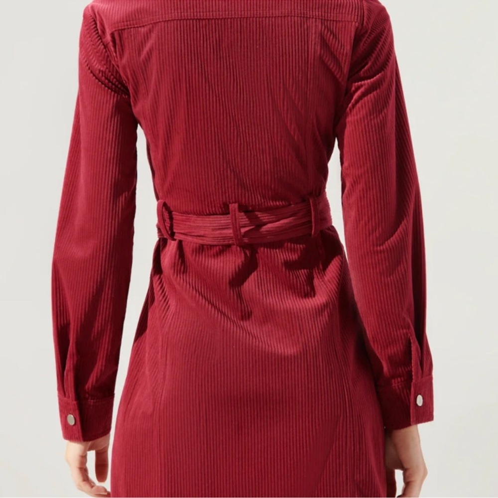 SUGARLIPS Corduroy Shirt Dress in Red Merlot Women’s XS NWT NEW - Picture 2 of 13
